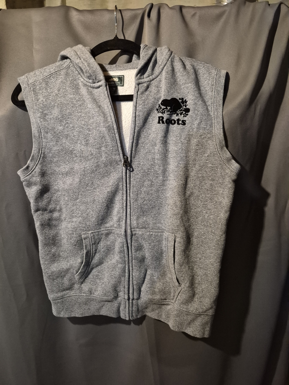 Roots Kids Gray Sleeveless Zip Hoodie Vest